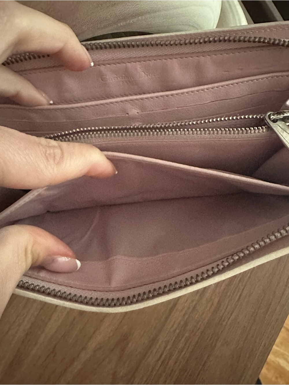 Christian Dior Zip Around Wallet in Blush Pink and Cream - Picture 6 of 7